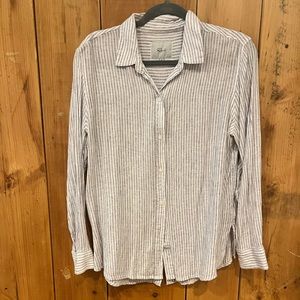 Rails linen stripe shirt w lurex
